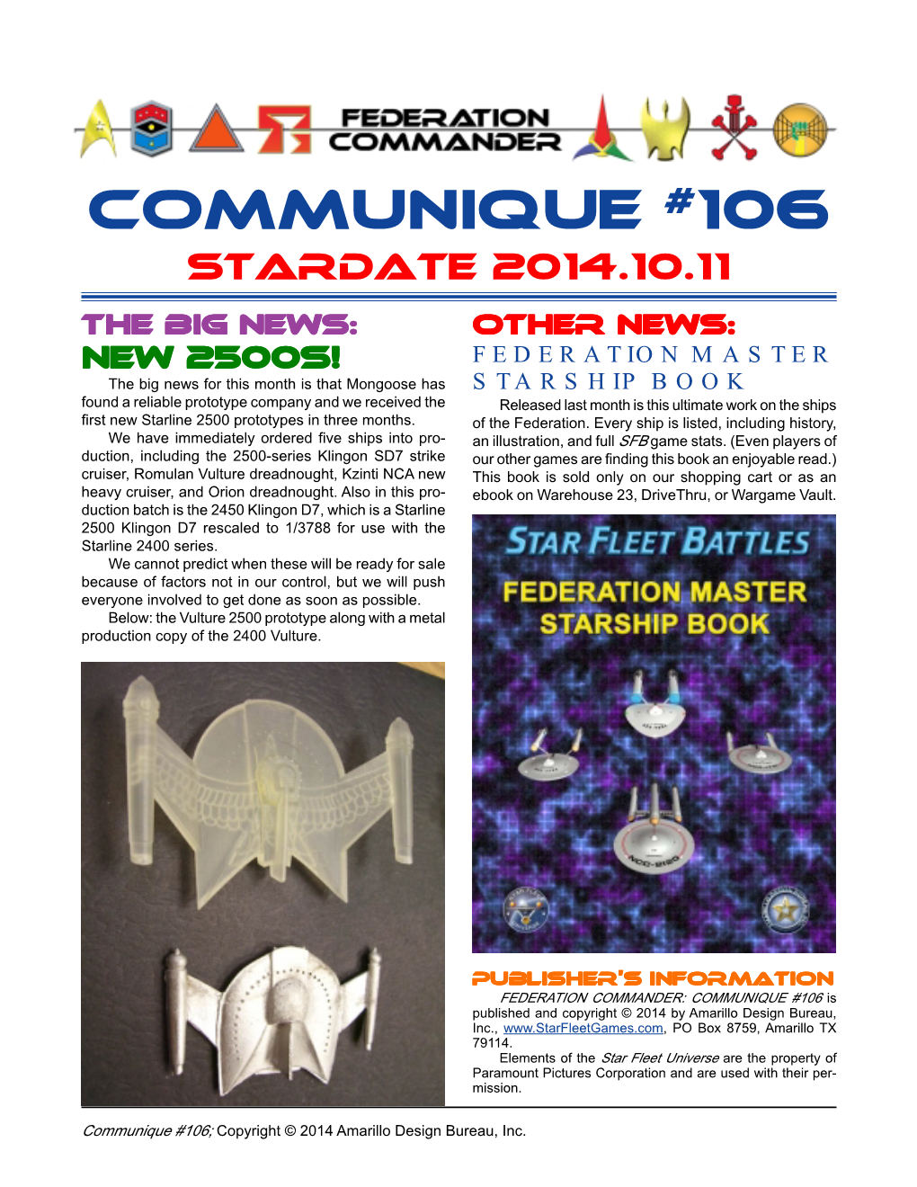 Communique #106 Stardate 2014.10.11
