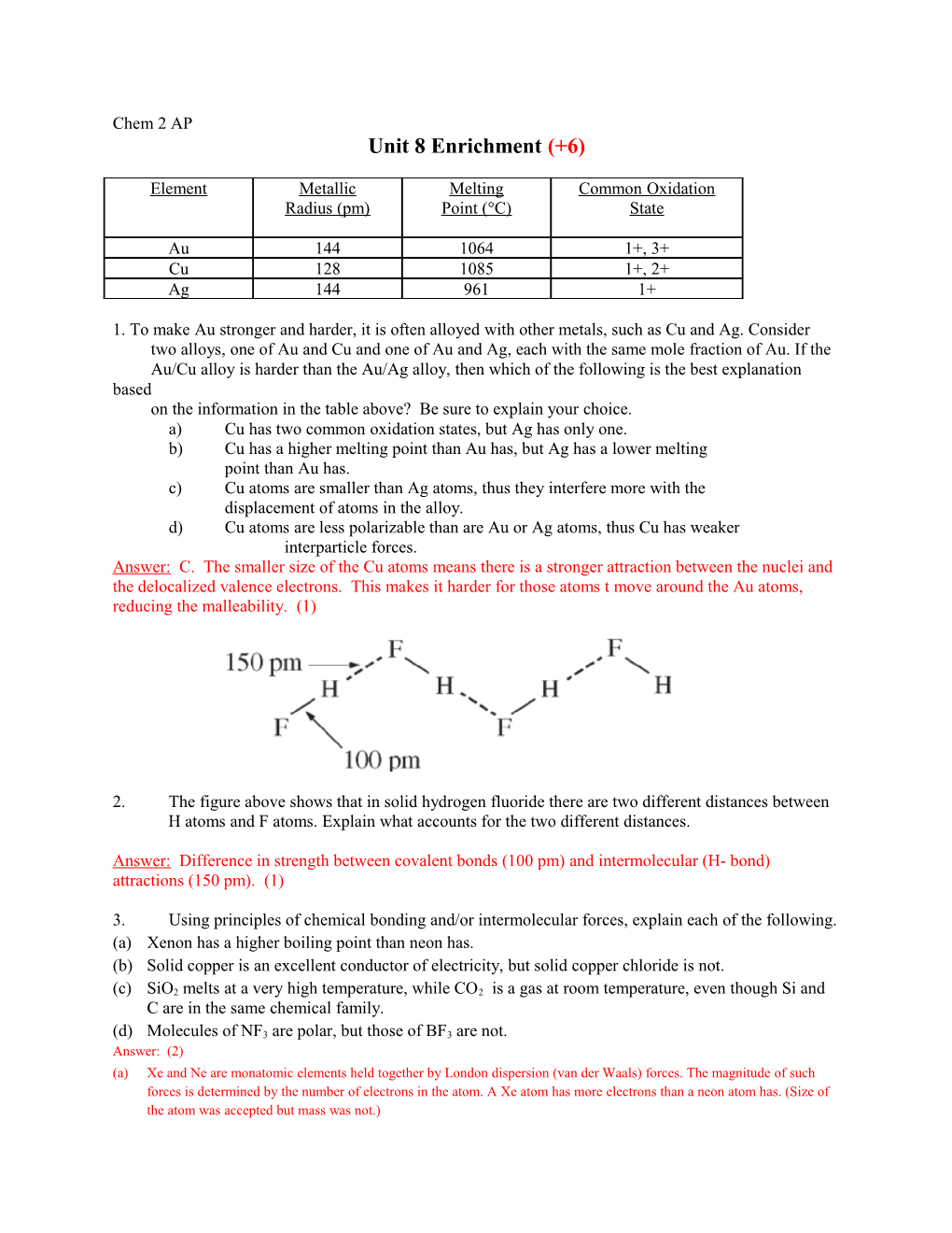 Unit 8 Enrichment (+6)