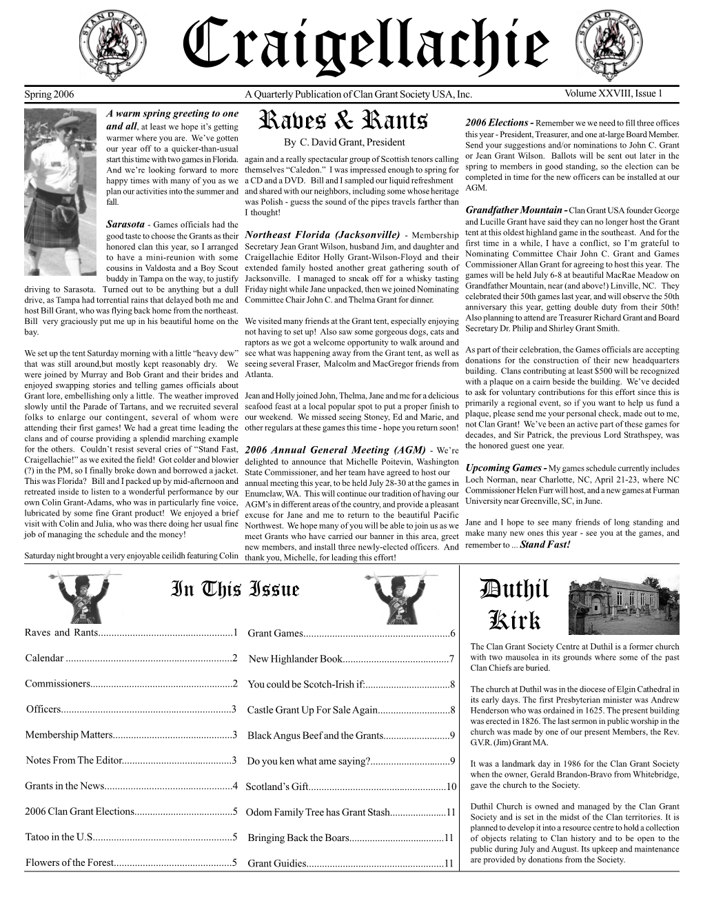 Craigellachie Spring 2006 a Quarterly Publication of Clan Grant Society USA, Inc