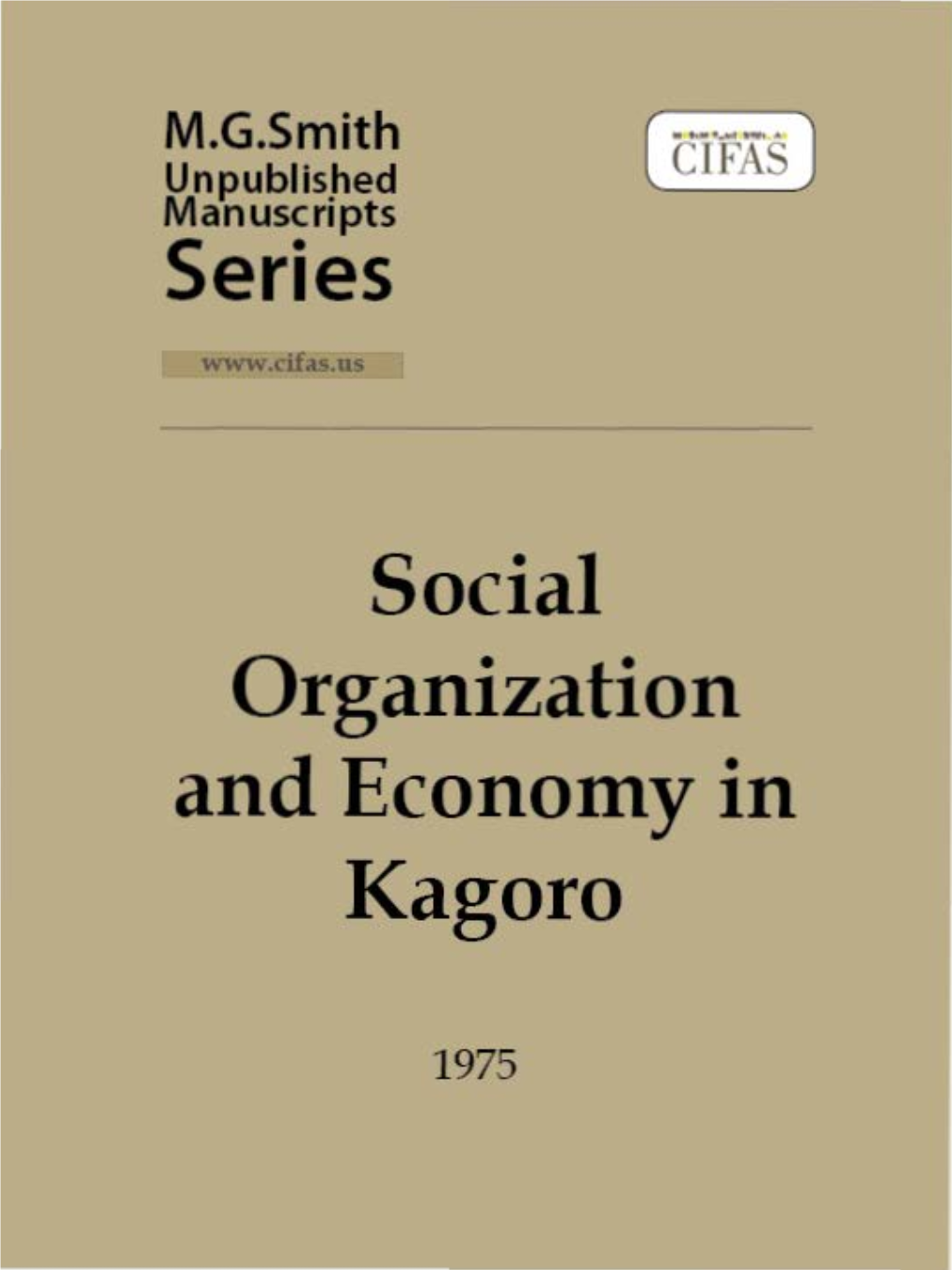 Social Organization and Economy in Kagoro