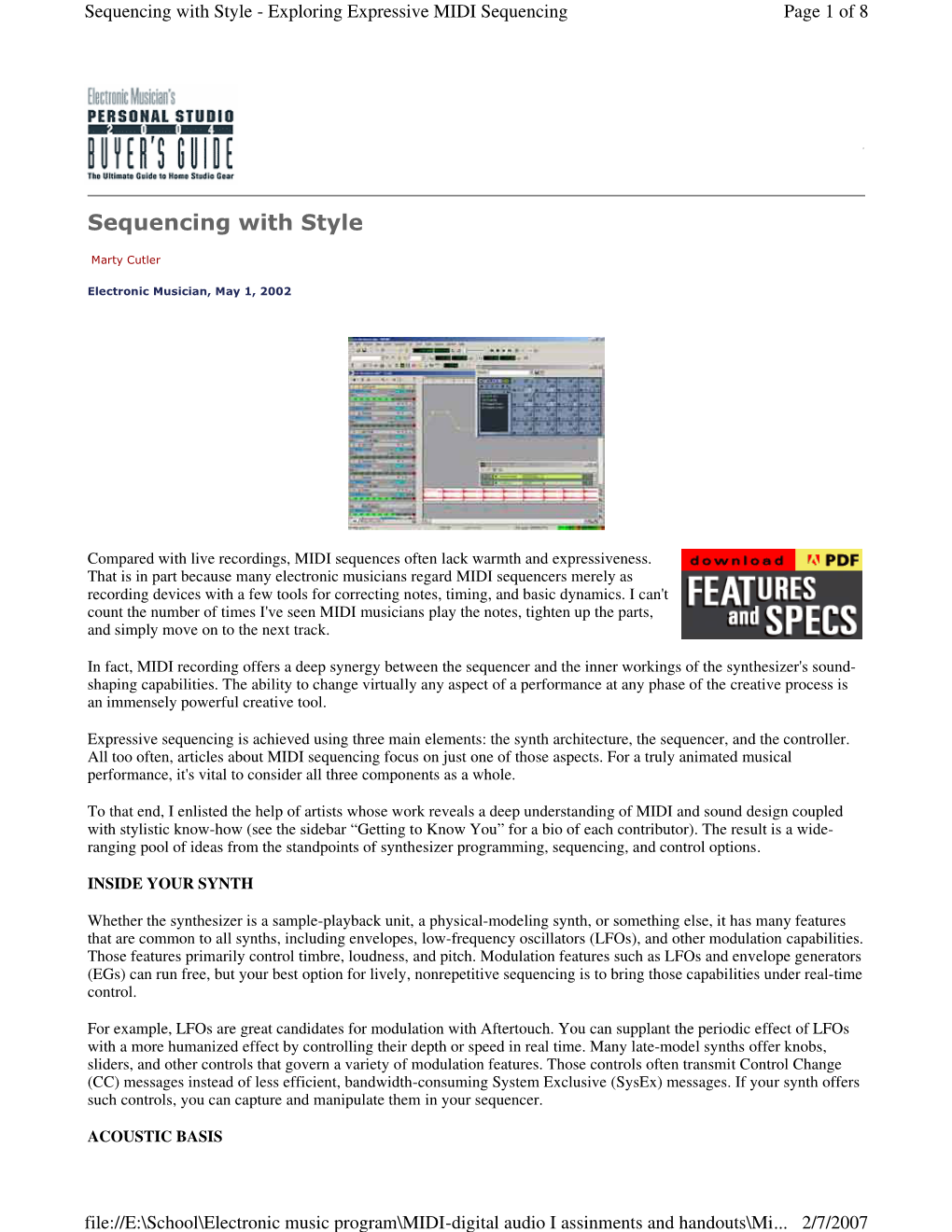 Sequencing with Style - Exploring Expressive MIDI Sequencing Page 1 of 8