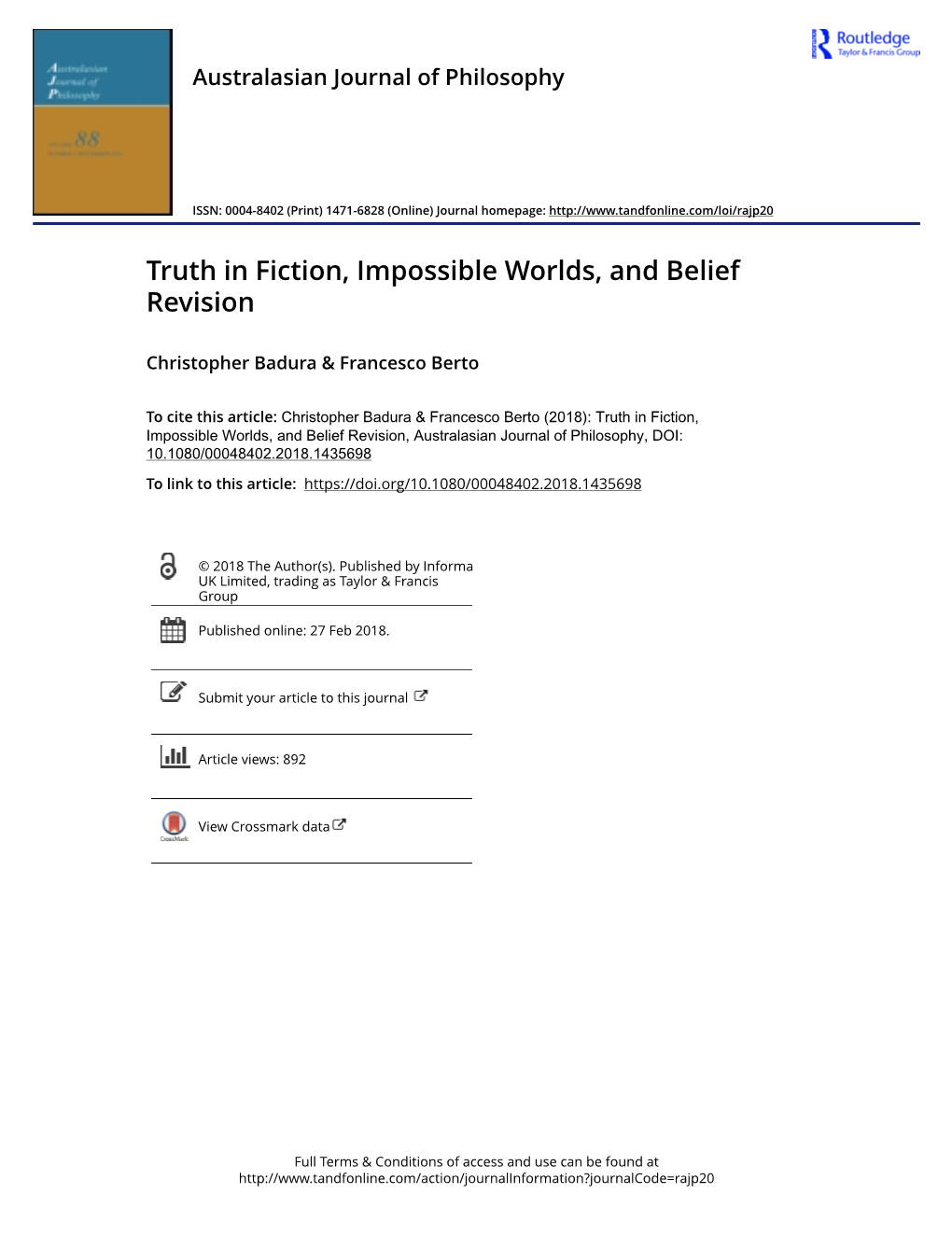 Truth in Fiction, Impossible Worlds, and Belief Revision