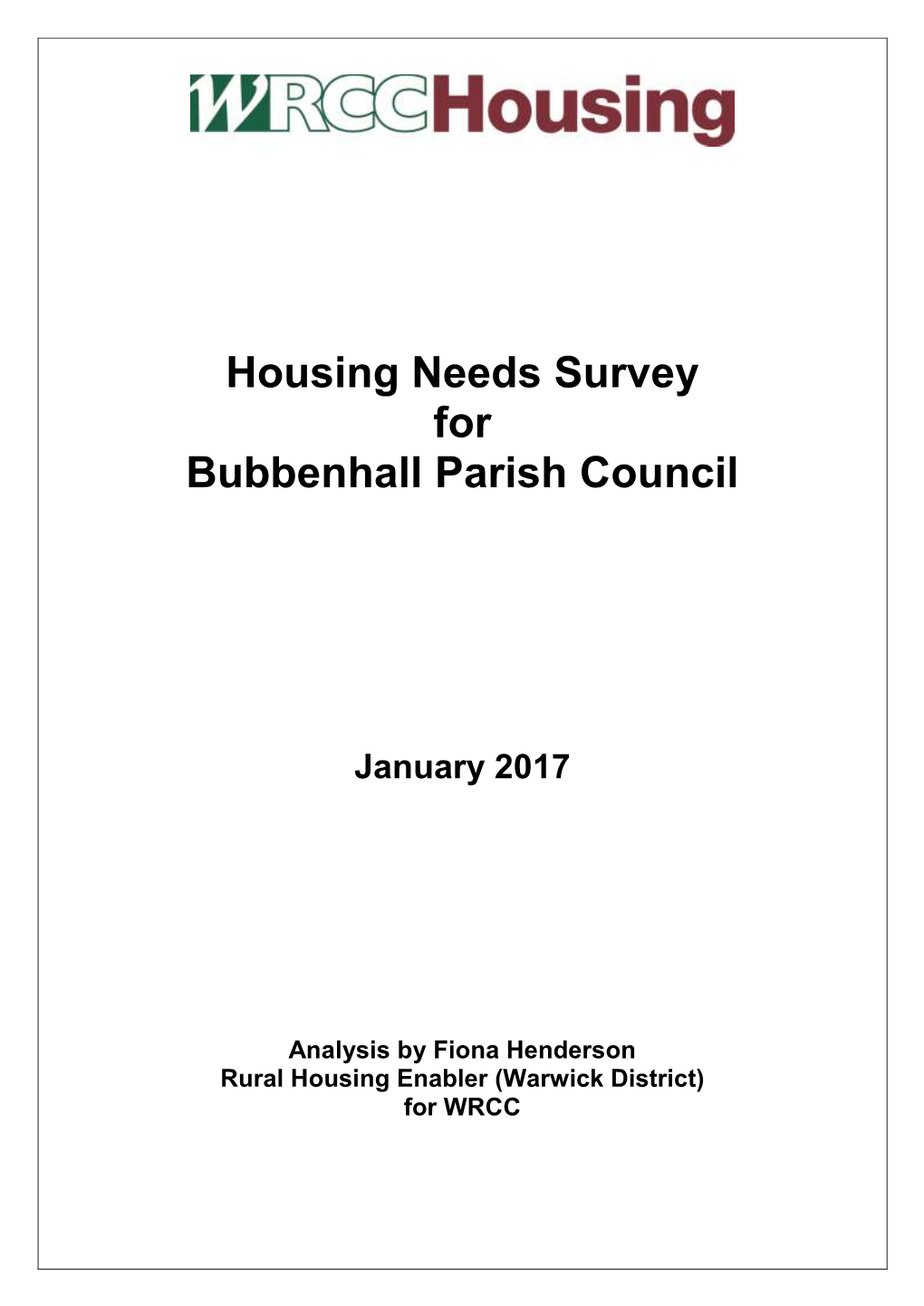 Housing Needs Survey for Bubbenhall Parish Council