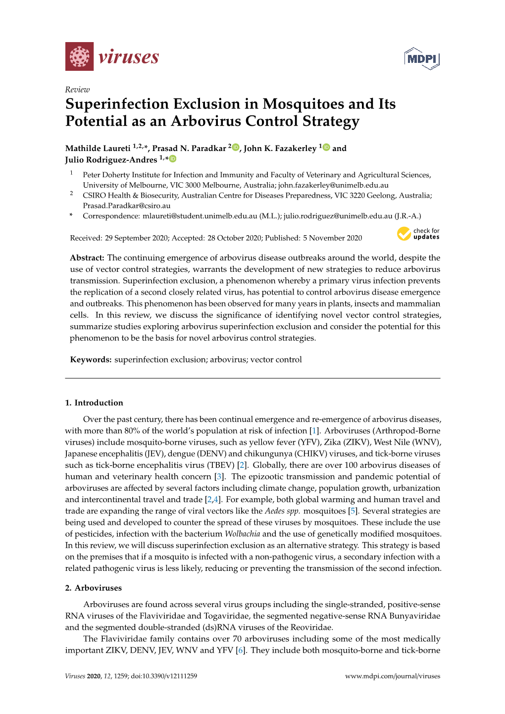 Superinfection Exclusion in Mosquitoes and Its Potential As an Arbovirus Control Strategy