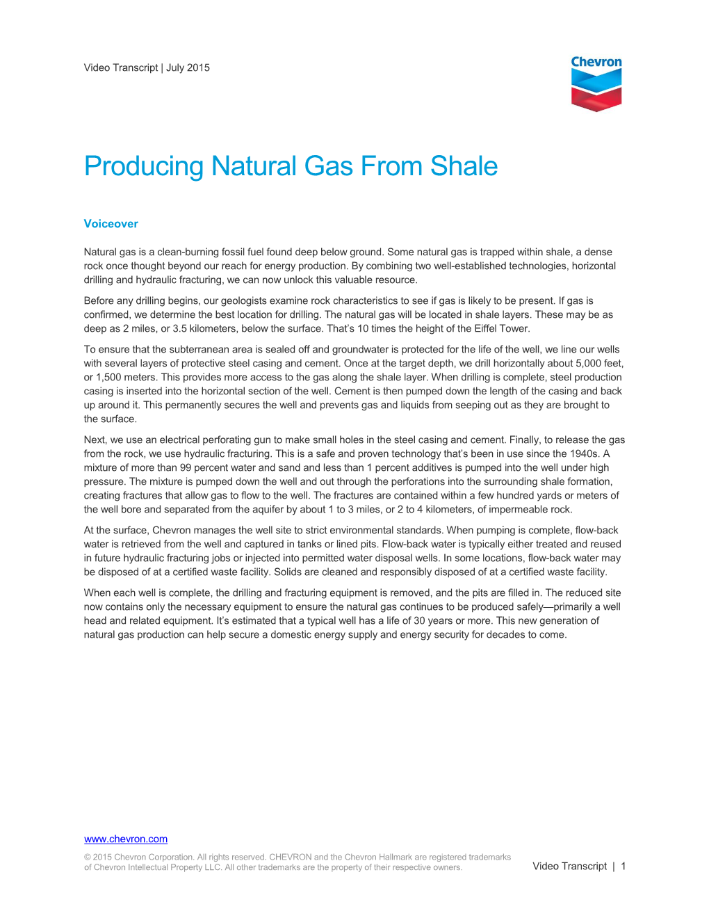 Producing Natural Gas from Shale