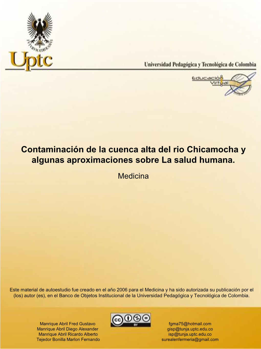 Contaminación De La Cuenca Alta Del Rio Chicamocha Y Algunas Aproximaciones Sobre La Salud Humana