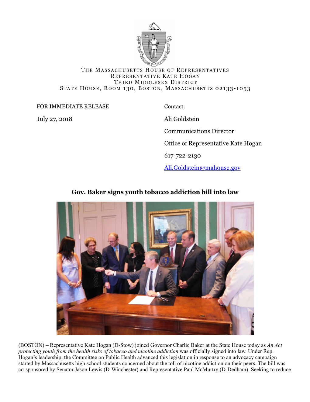 Governor Baker Signs Tobacco 21 Into Law 2