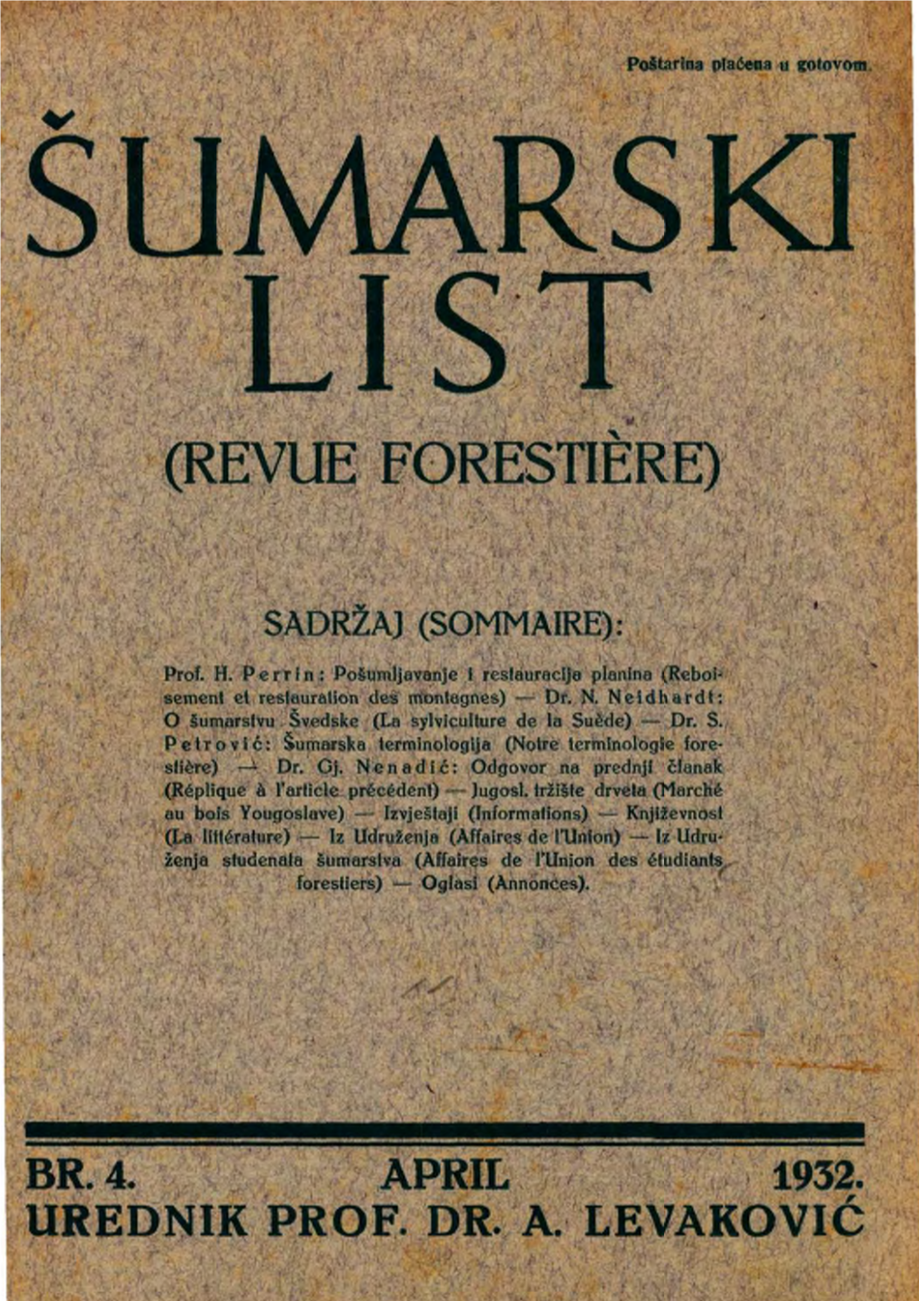 Šumarski List 4/1932