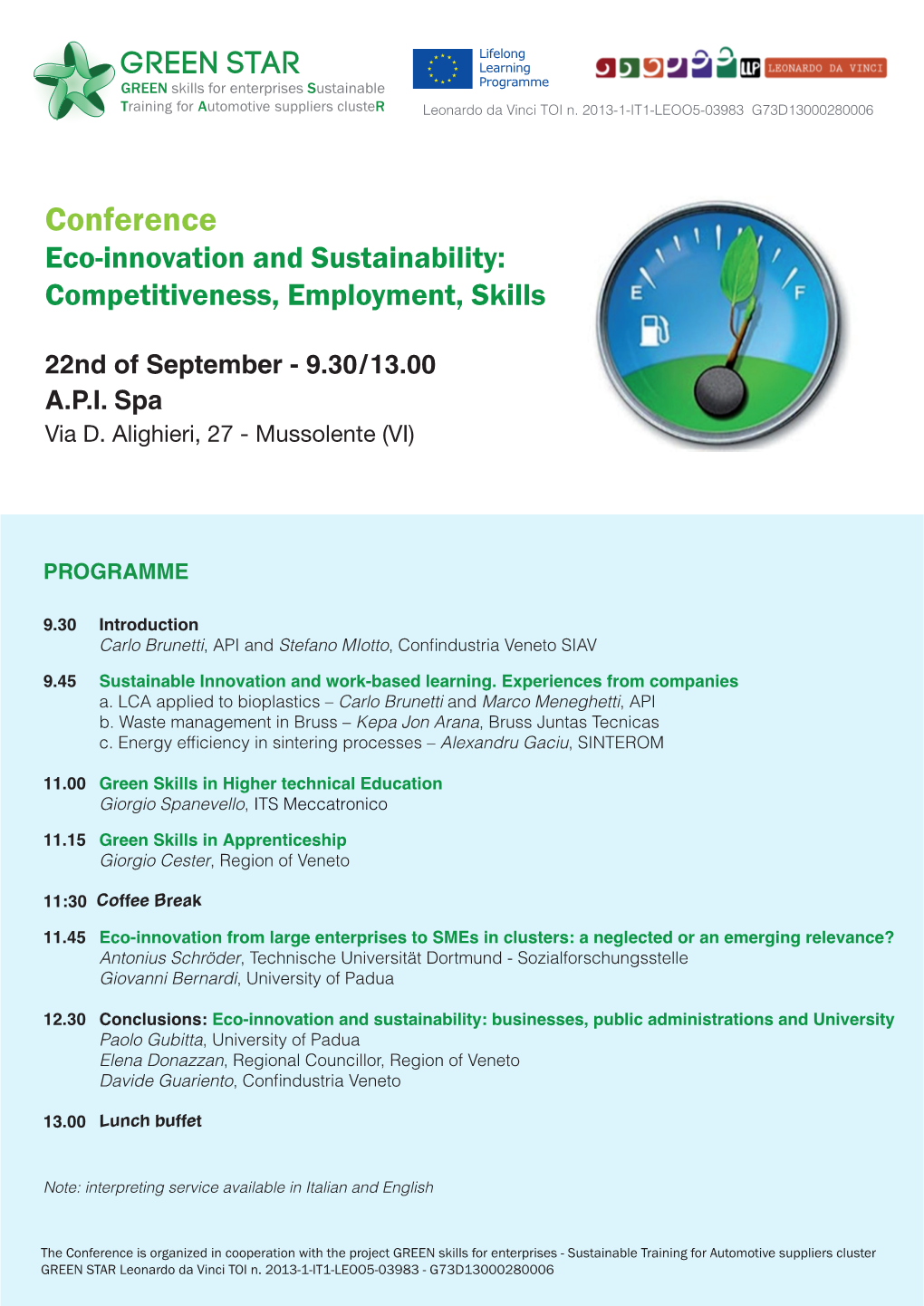 Conference Eco-Innovation and Sustainability: Competitiveness, Employment, Skills