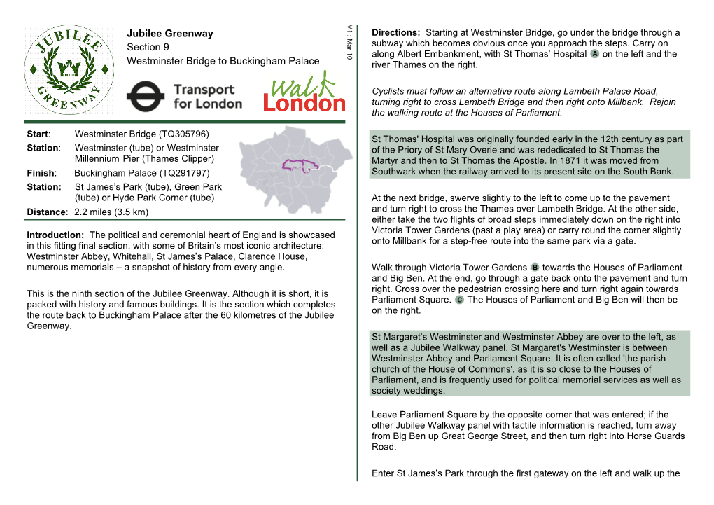 Jubilee Greenway Section 9 Westminster Bridge to Buckingham