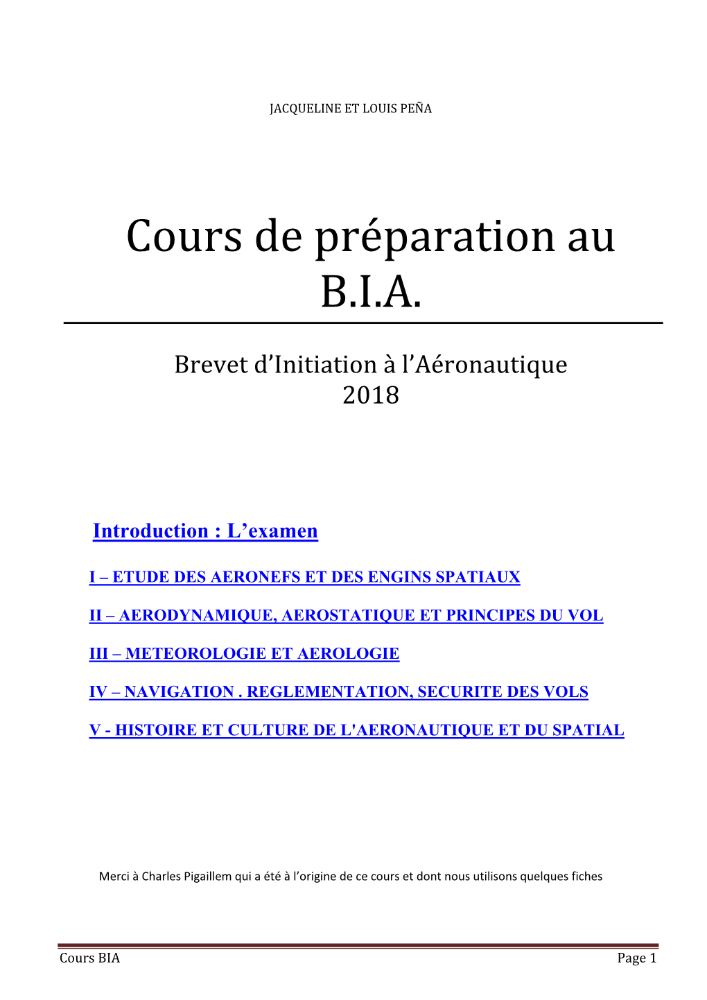 Cours De Préparation Au B.I.A