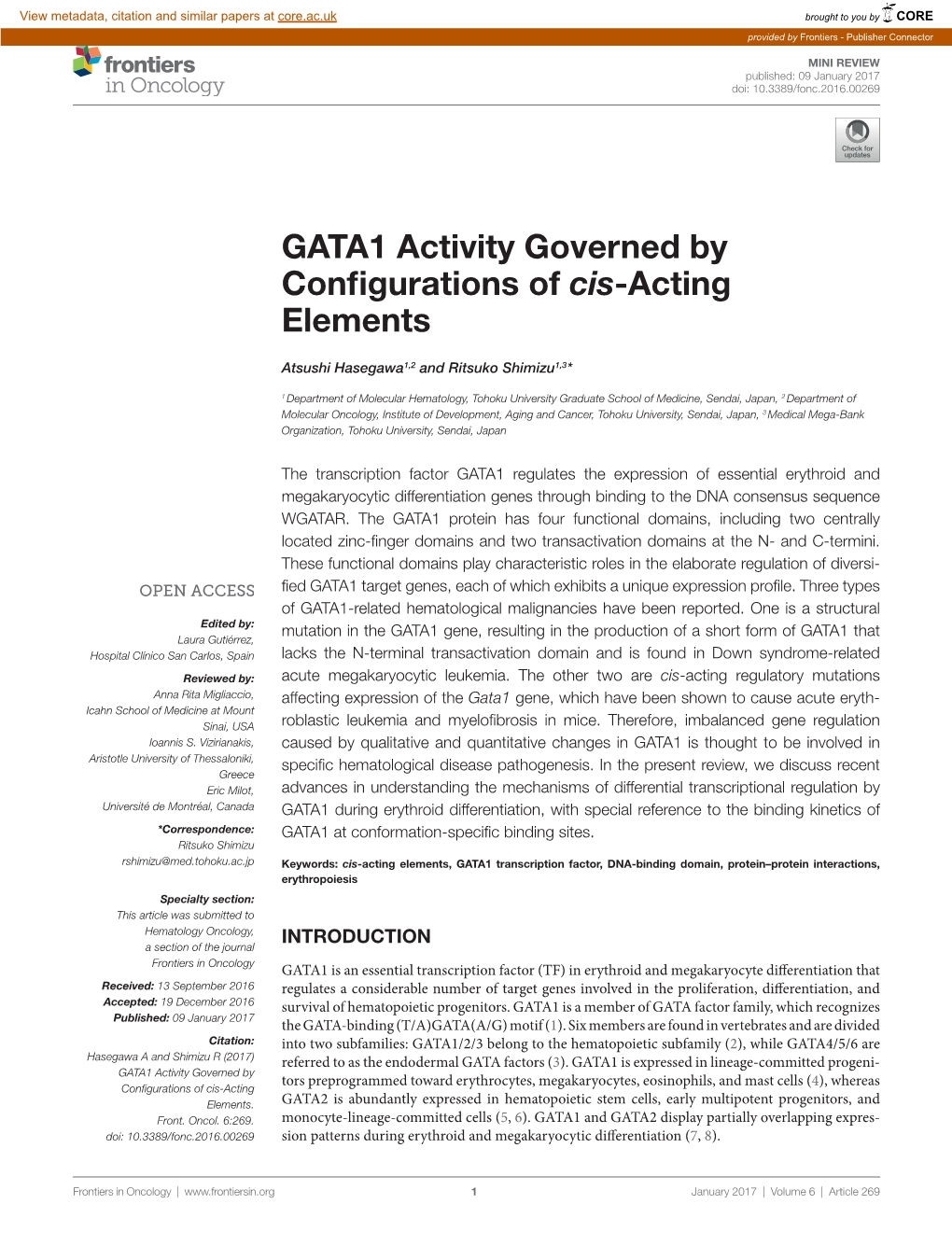 GATA1 Activity Governed by Configurations of Cis-Acting Elements