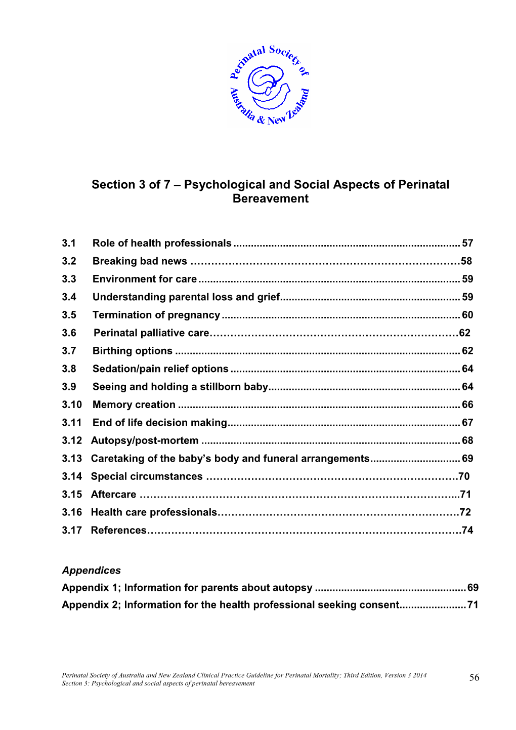 Section 3 of 7 – Psychological and Social Aspects of Perinatal Bereavement