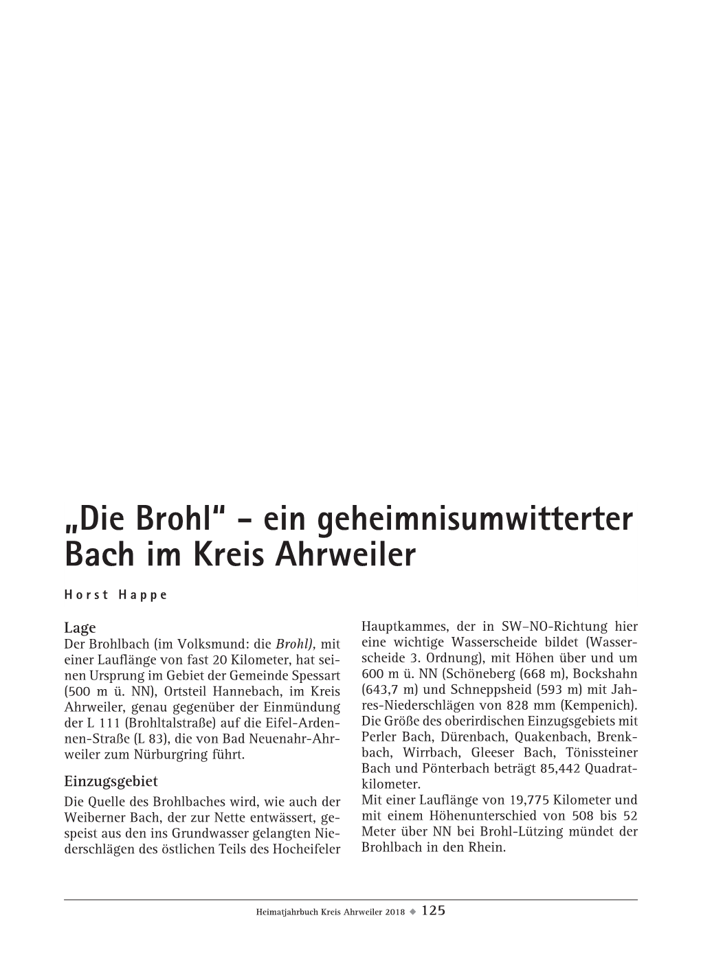 „Die Brohl“ - Ein Geheimnisumwitterter Bach Im Kreis Ahrweiler