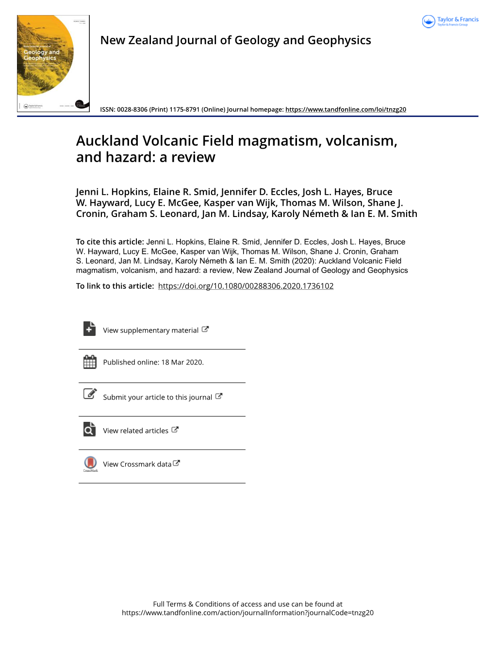 Auckland Volcanic Field Magmatism, Volcanism, and Hazard: a Review