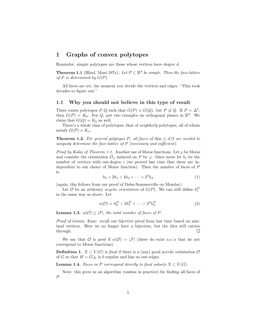 1 Graphs of Convex Polytopes