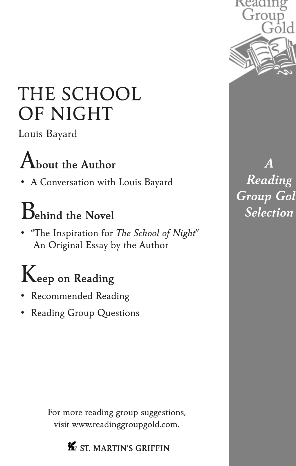 THE SCHOOL of NIGHT Louis Bayard