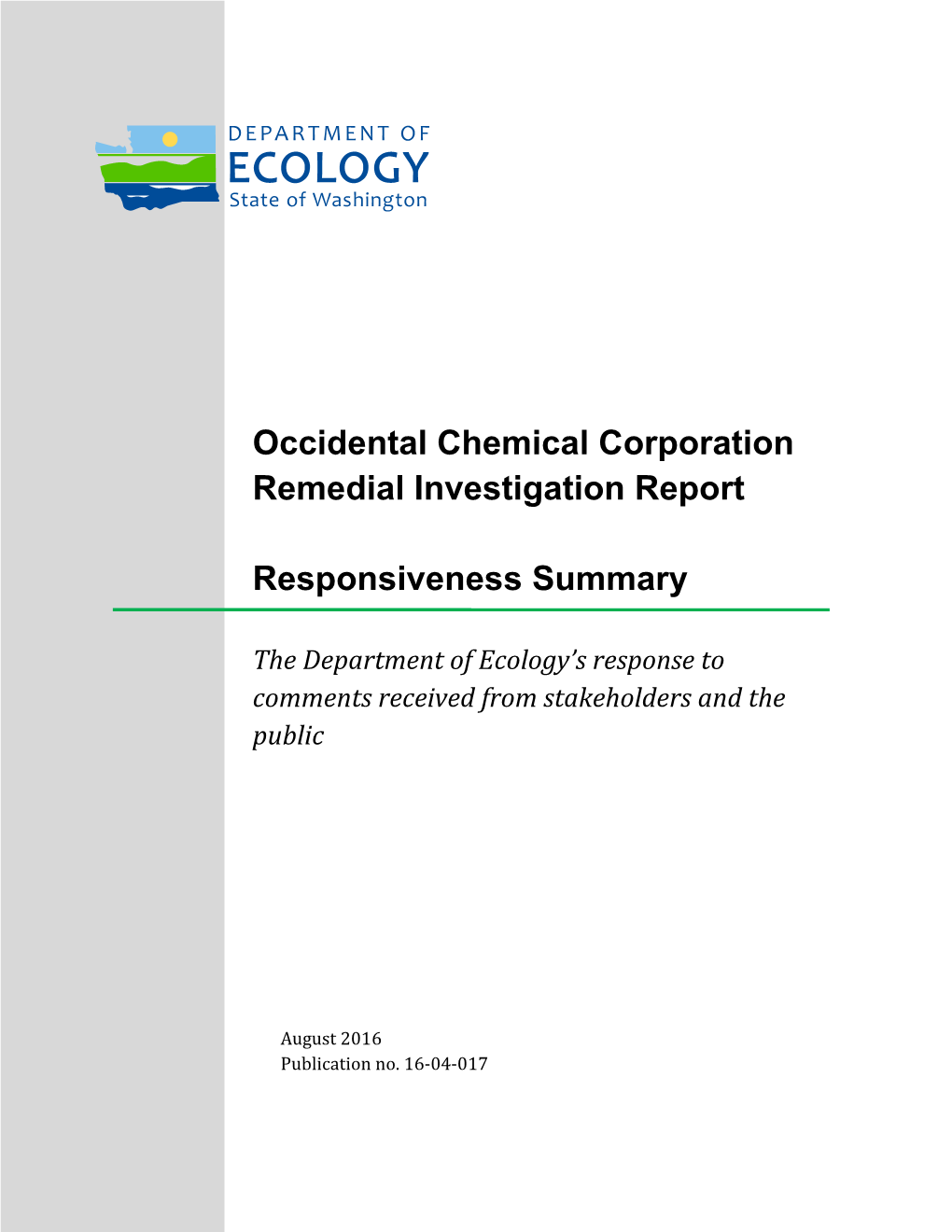 Responsiveness Summary for Occidental Chemical Corporation