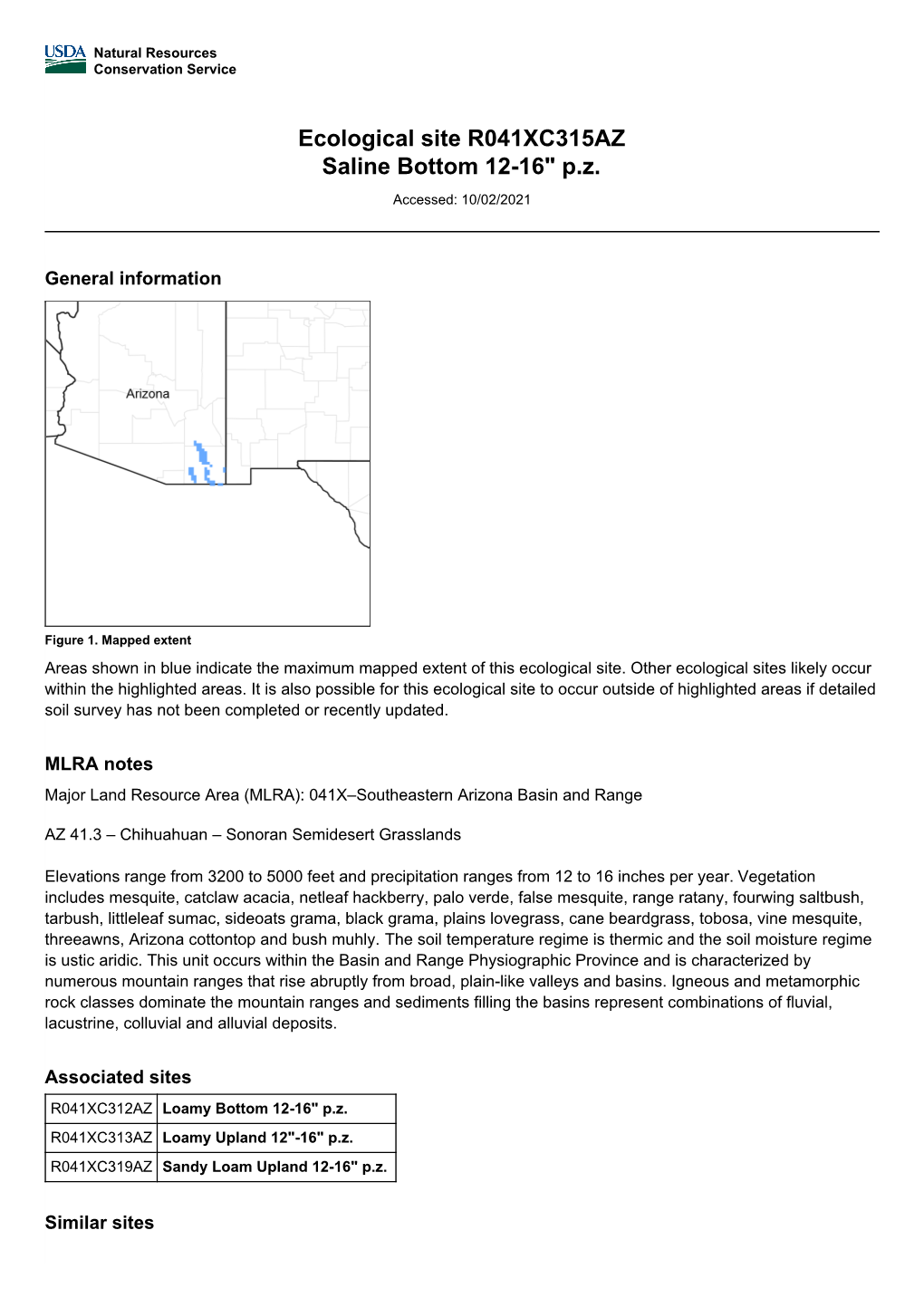 Ecological Site R041XC315AZ Saline Bottom 12-16" P.Z