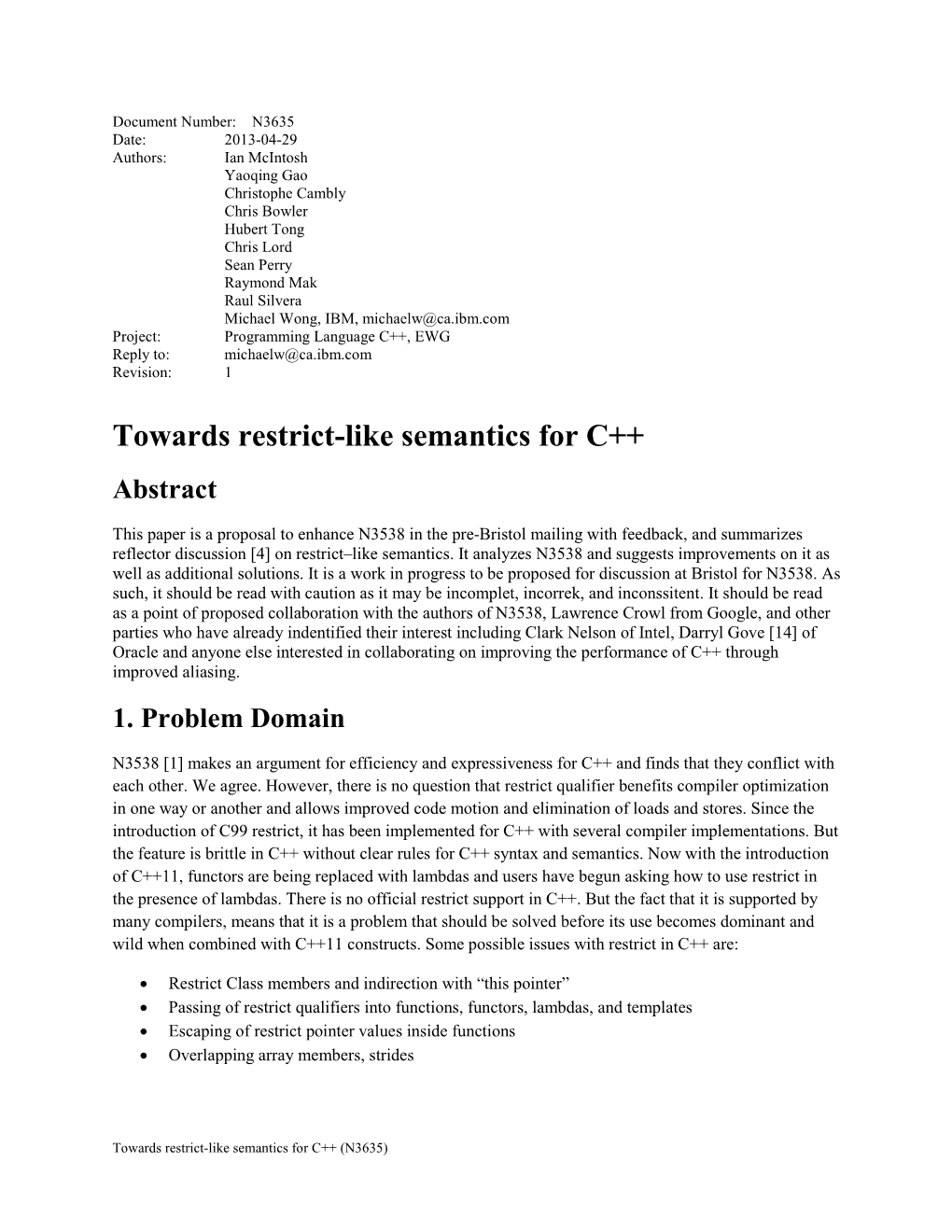 Towards Restrict-Like Semantics for C++