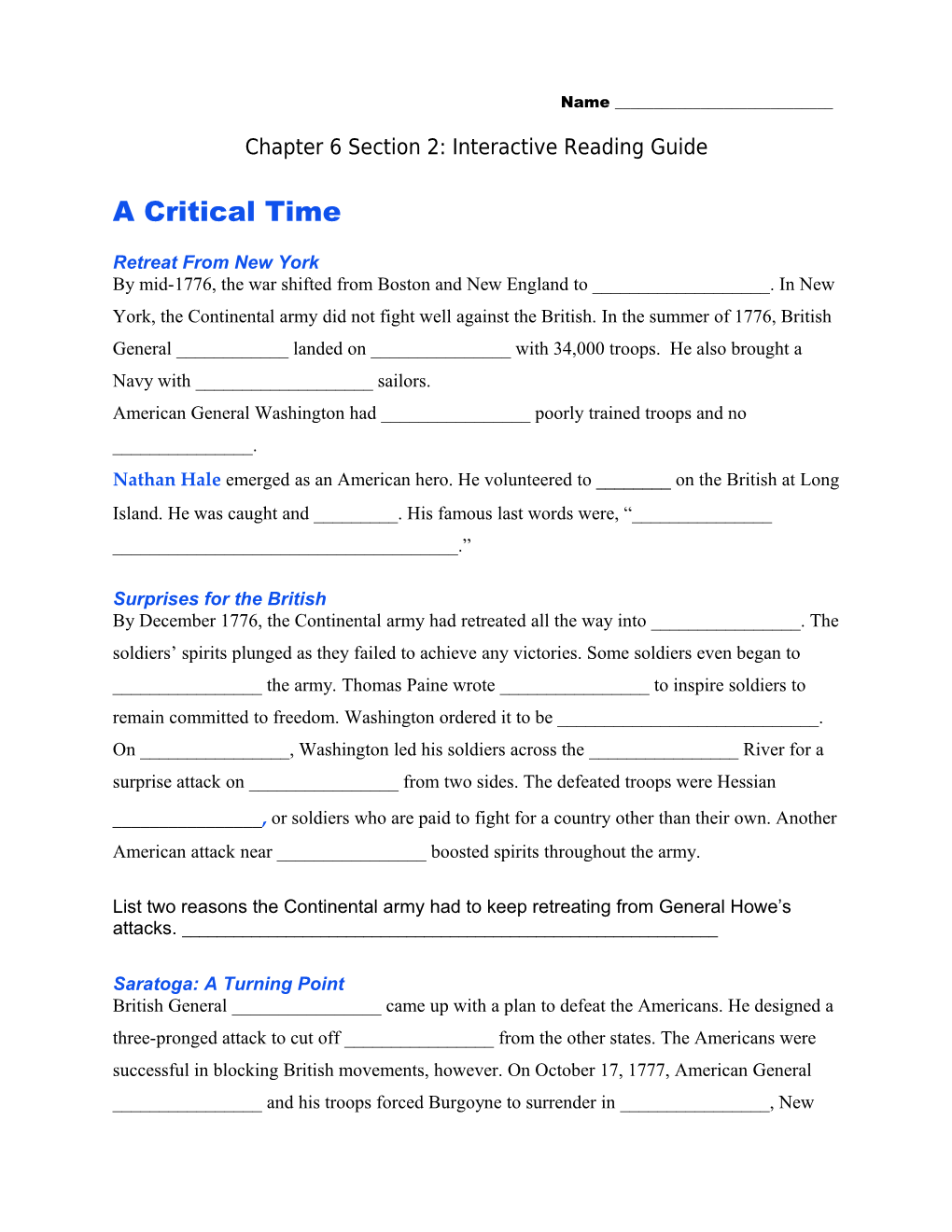 Chapter 6 Section 2: Interactive Reading Guide