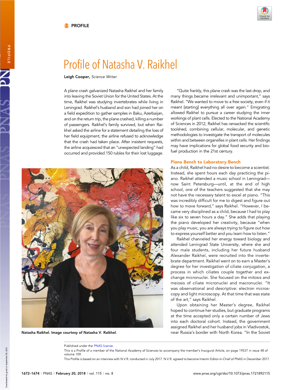 Profile of Natasha V. Raikhel