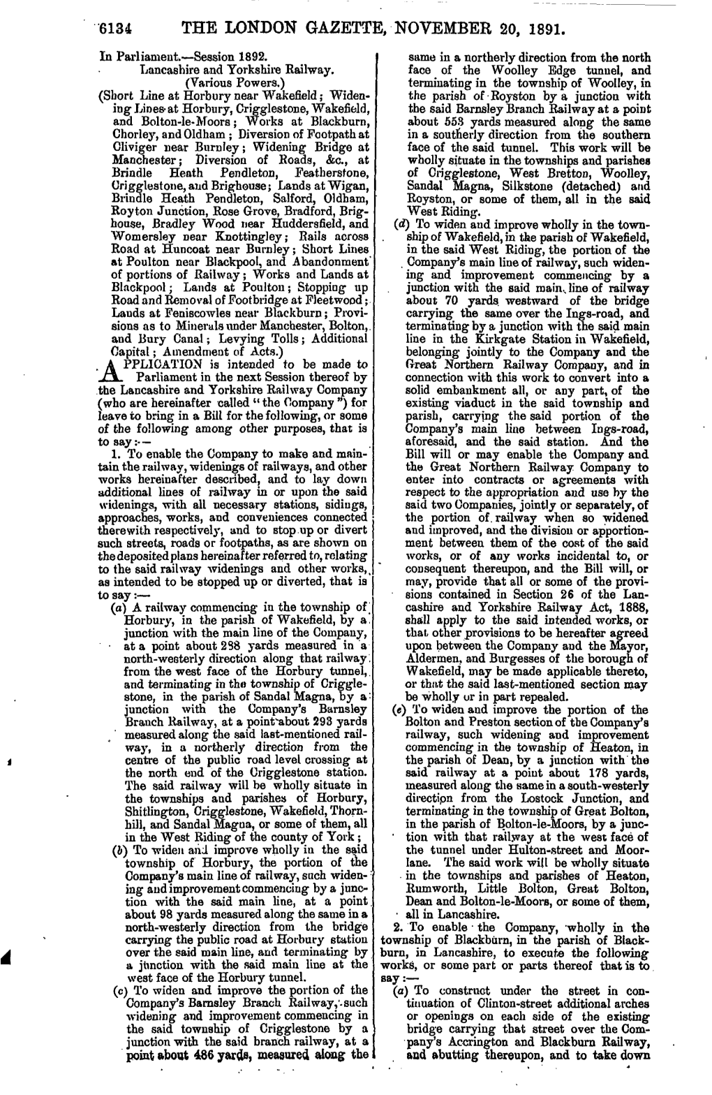 THE LONDON GAZETTE/NOVEMBER 20, 1891. in Parliament.—Session 1892