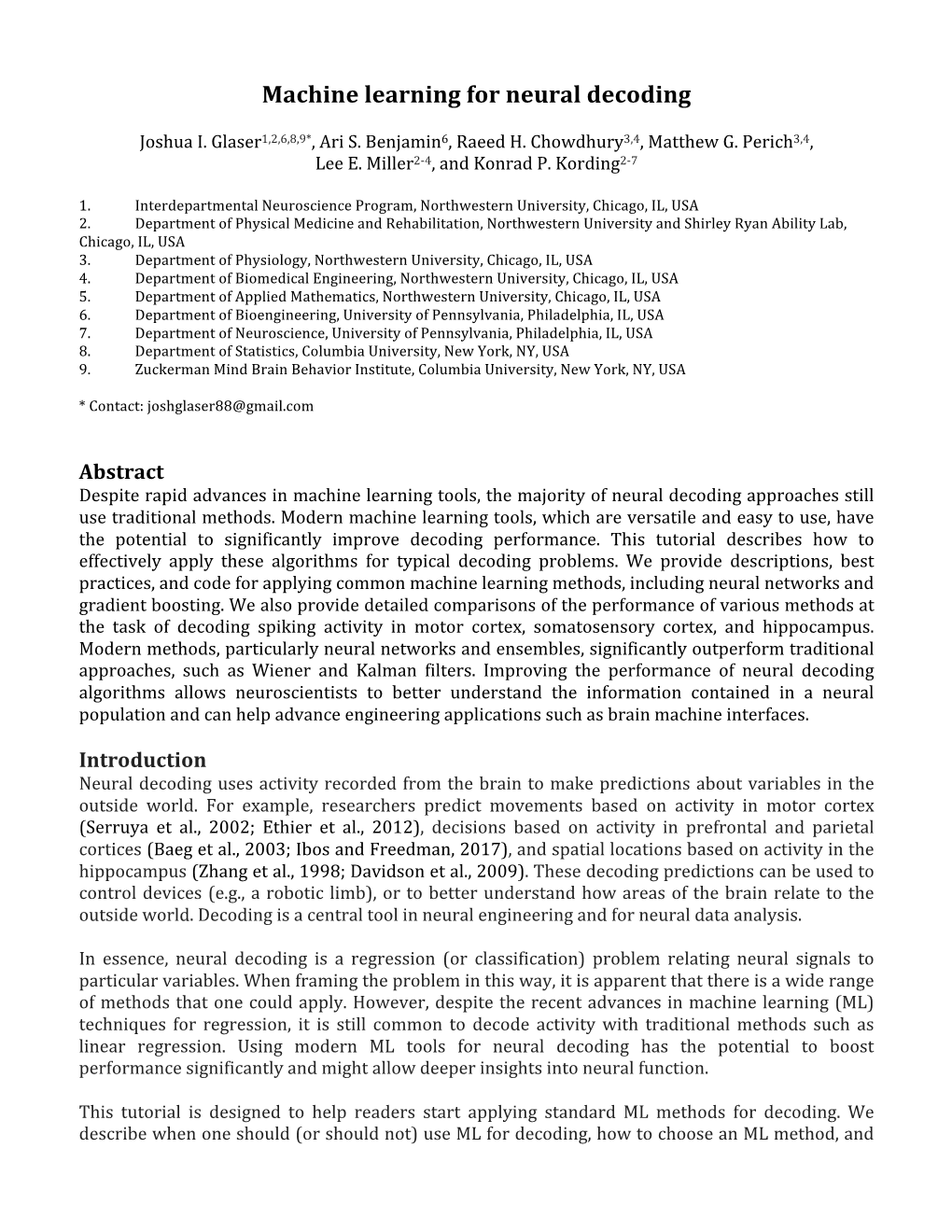 Machine Learning for Neural Decoding