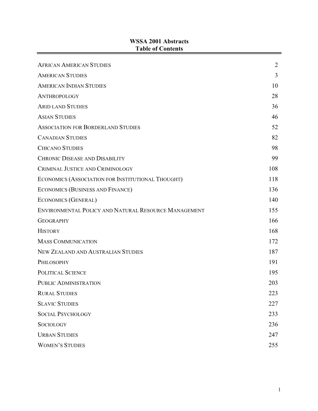 2001 Conference Abstracts