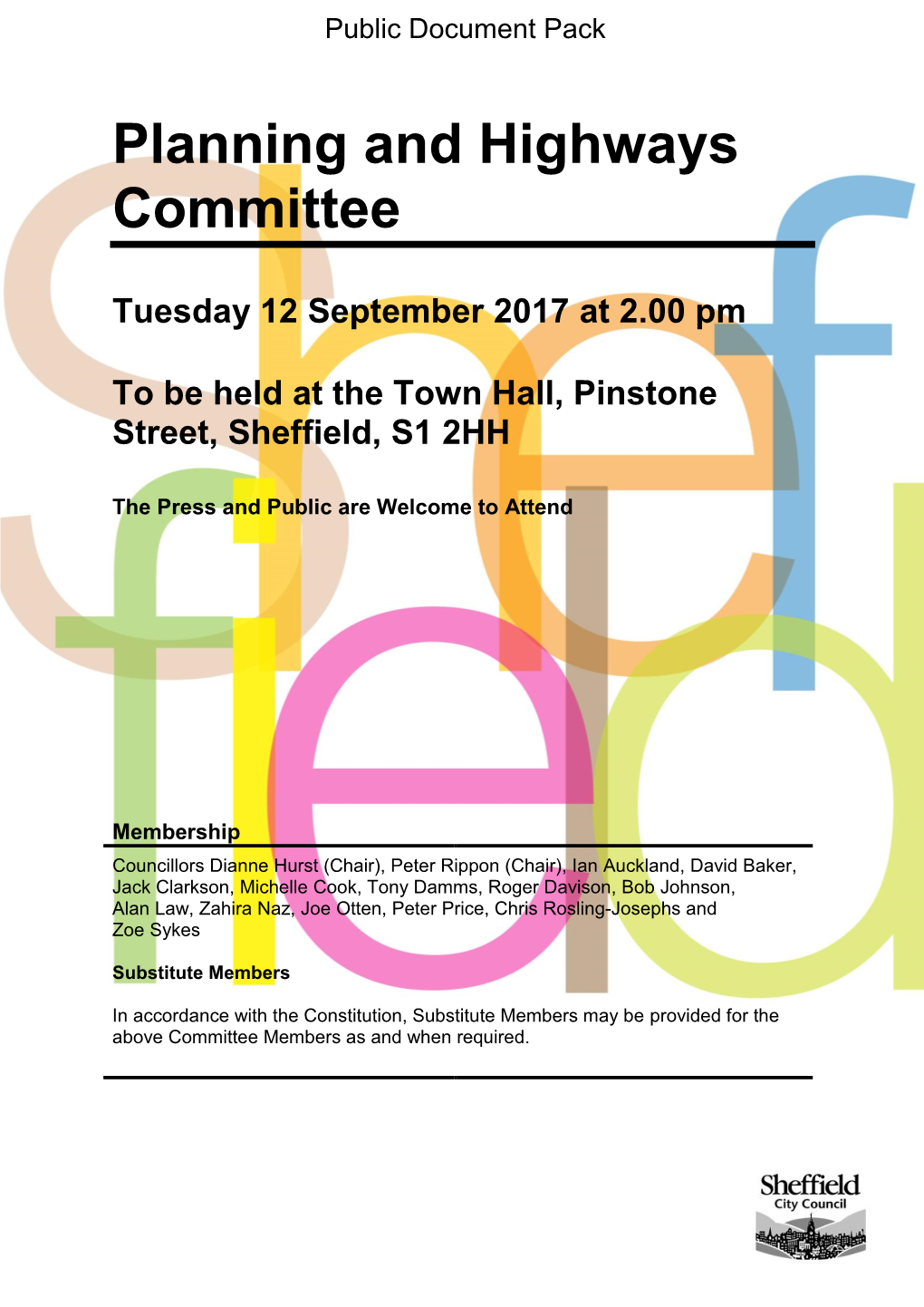 (Public Pack)Agenda Document for Planning and Highways Committee