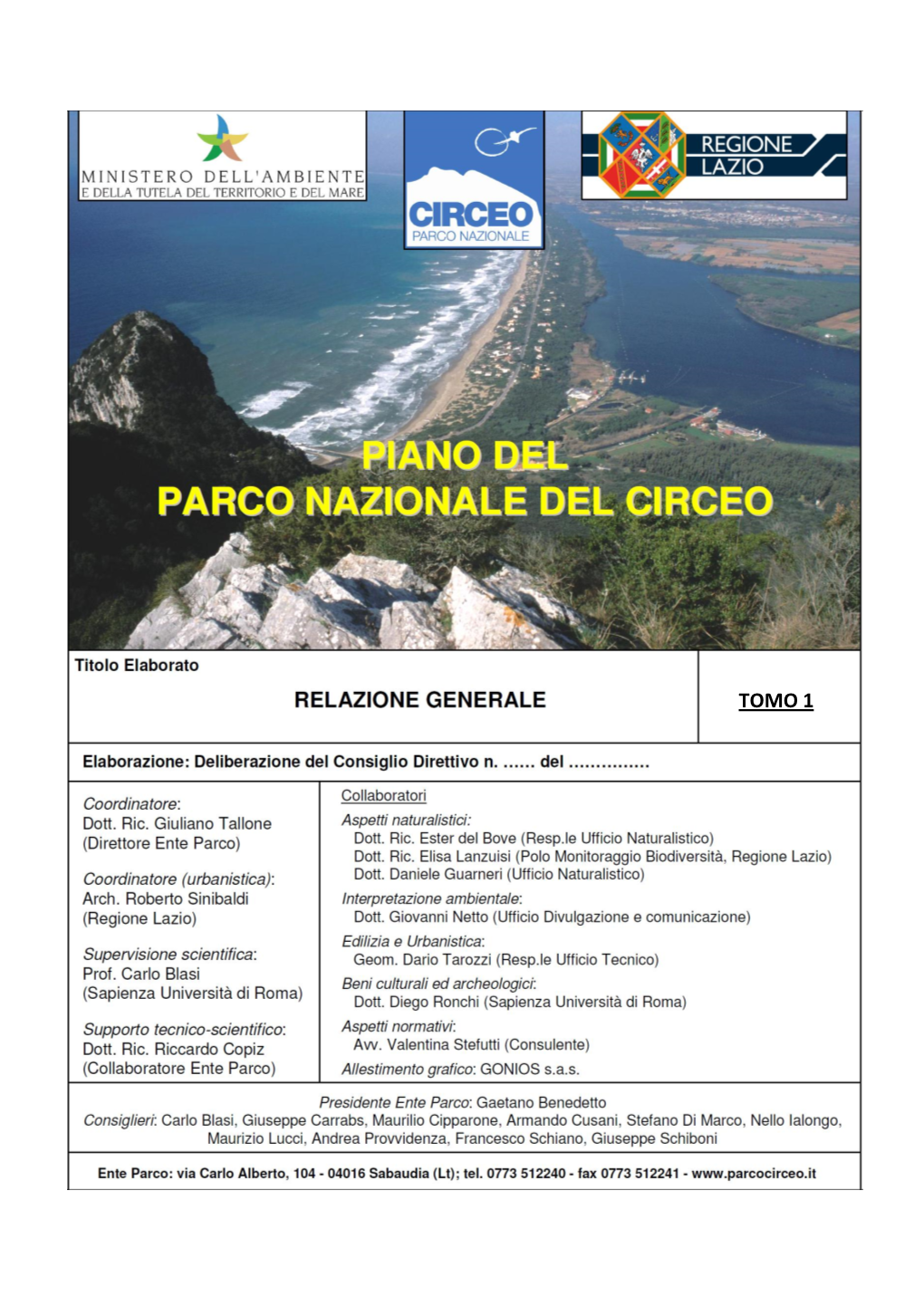 Ente Parco Nazionale Del Circeo Schema Di Piano Del Parco