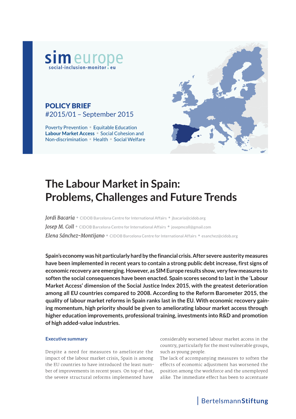 The Labour Market in Spain: Problems, Challenges and Future Trends