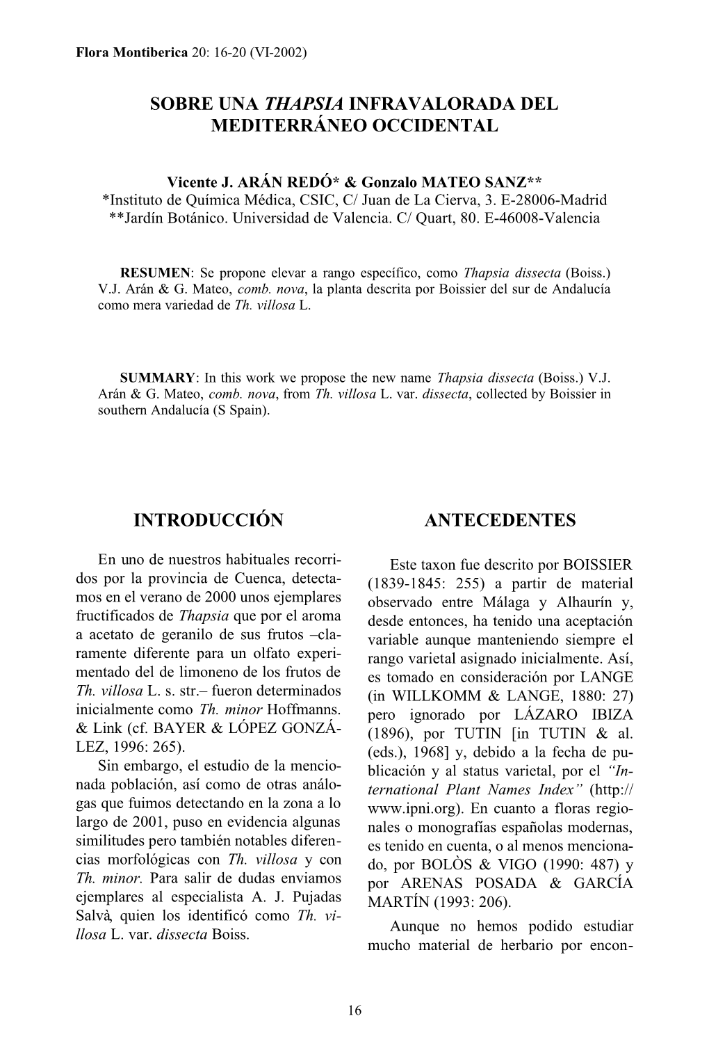 Sobre Una Thapsia Infravalorada Del Mediterráneo Occidental