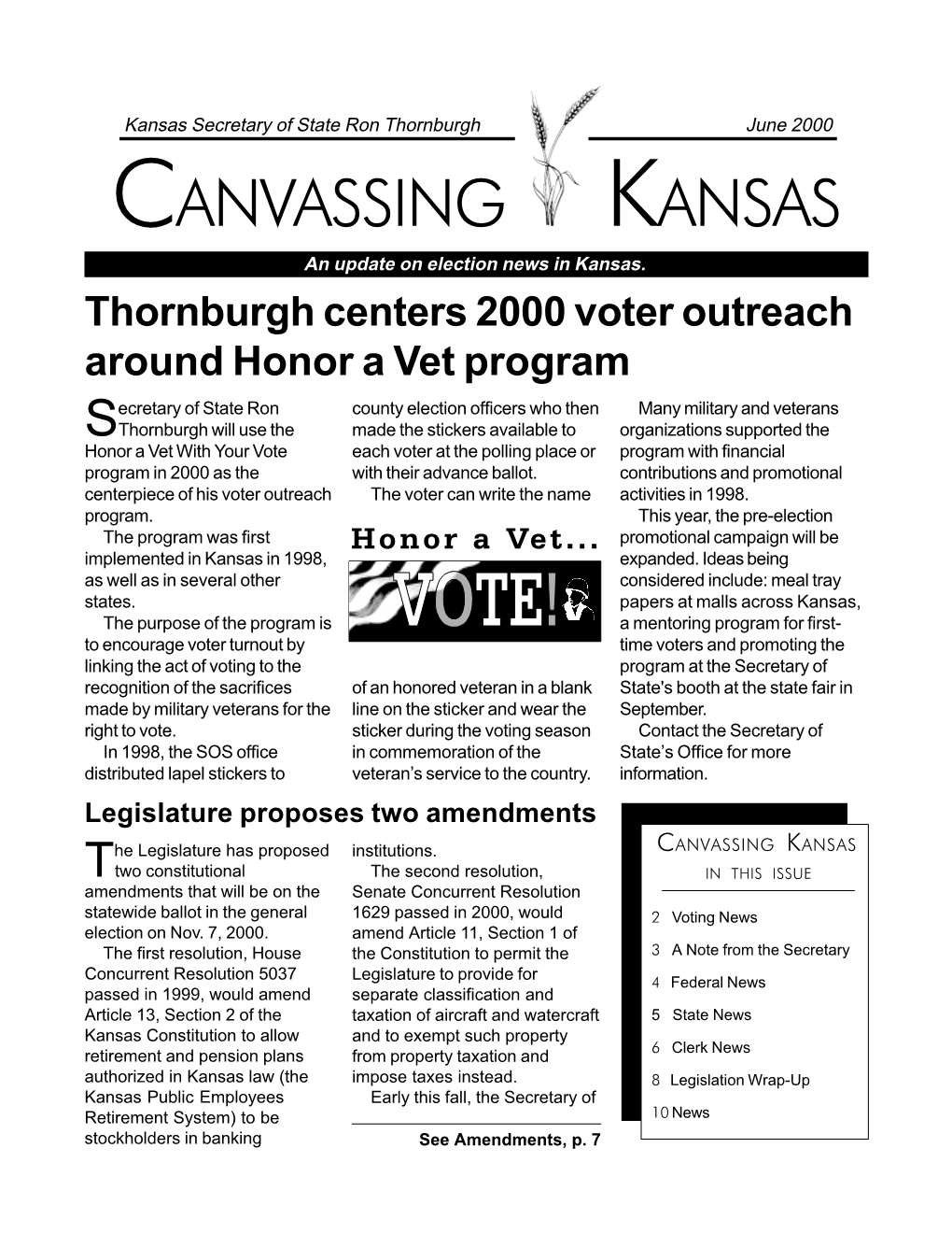 CANVASSING KANSAS an Update on Election News in Kansas