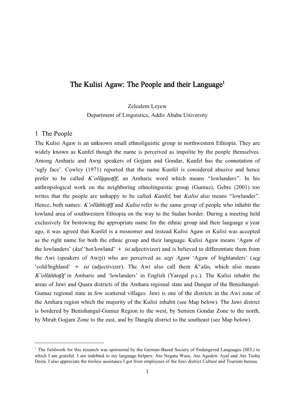 The Kulisi Agaw: the People and Tttheirtheir Language 111