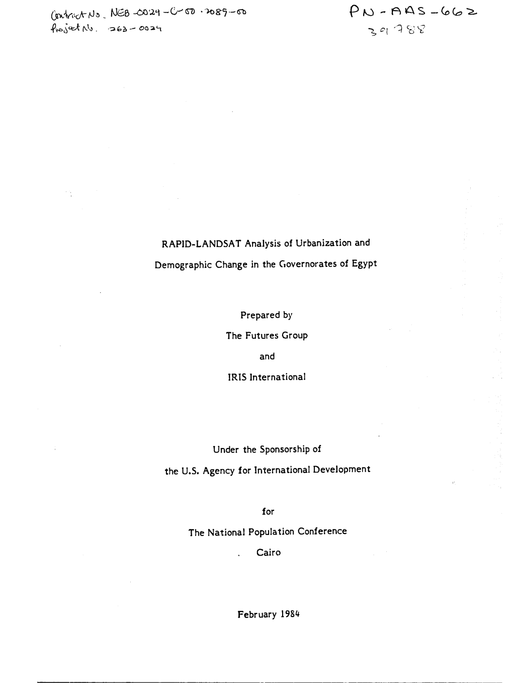 Rapid-Landsat Analysis of Urbanization and Demographic Change in the Governorates of Egypt