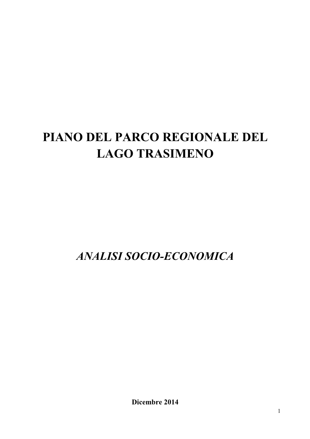 Analisi Socio Economica Parco Del Trasimeno