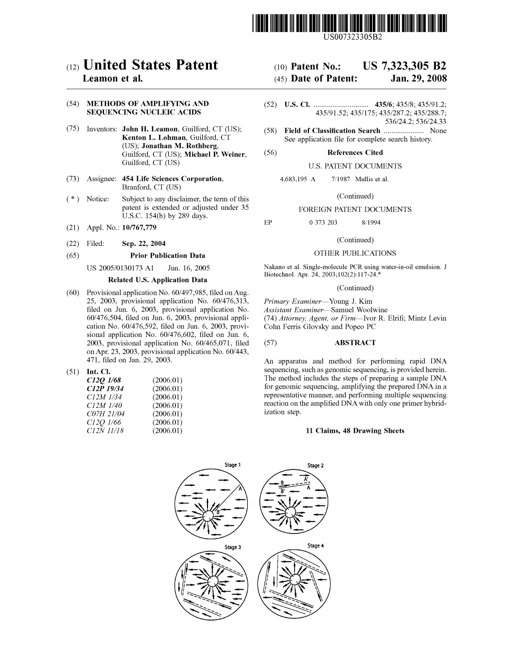 (12) United States Patent (10) Patent No.: US 7,323,305 B2 Leamon Et Al