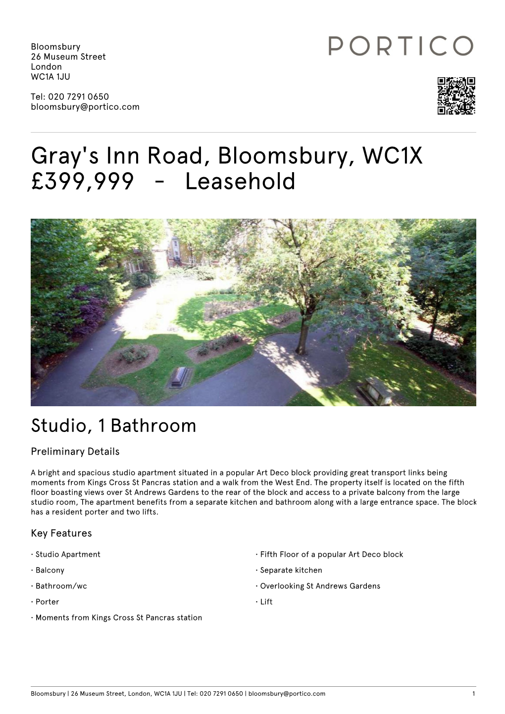 Gray's Inn Road, Bloomsbury, WC1X £399,999