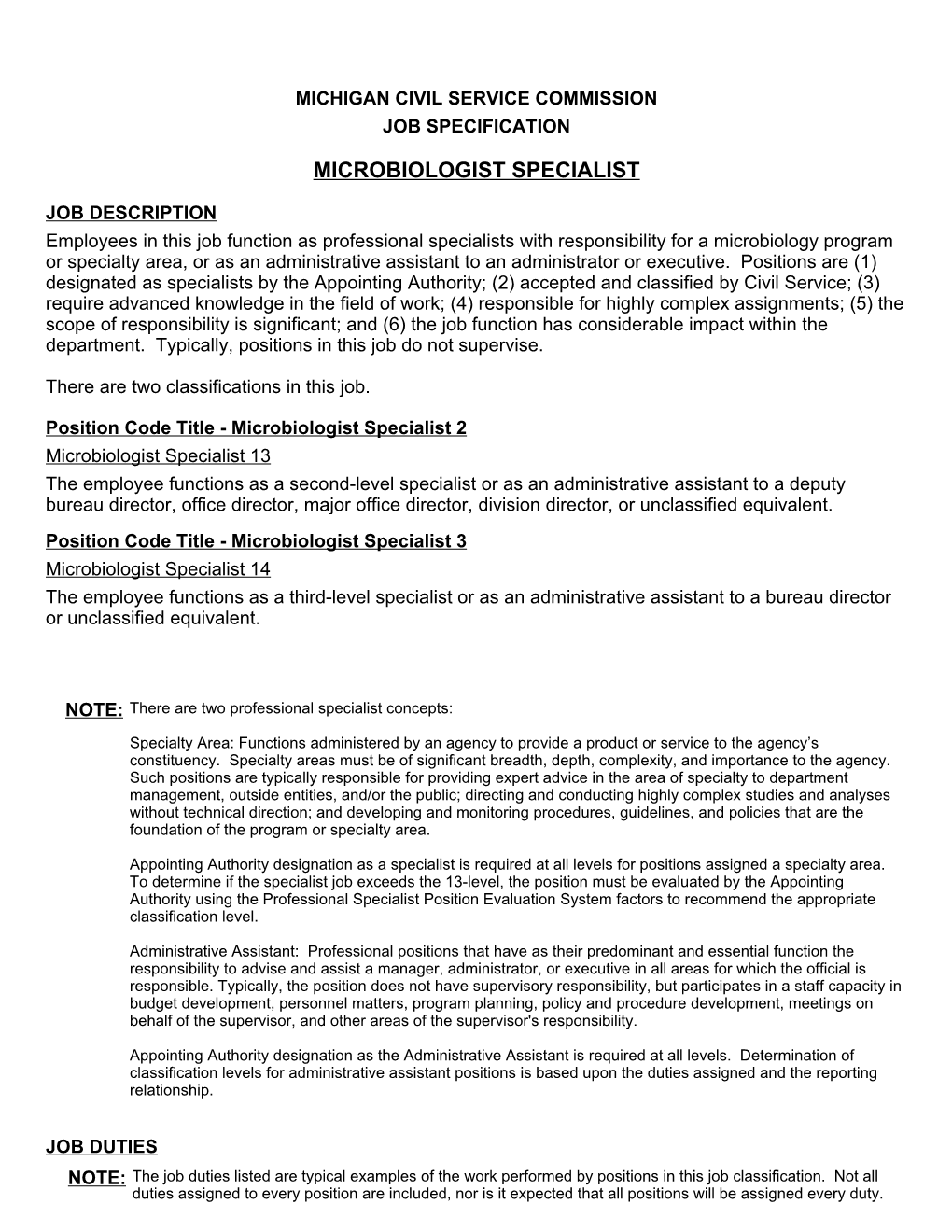 Microbiologist Specialist