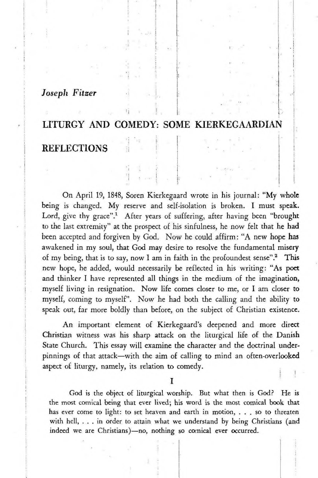 Liturgy and Comedy: Some Kierkegaardian Reflections