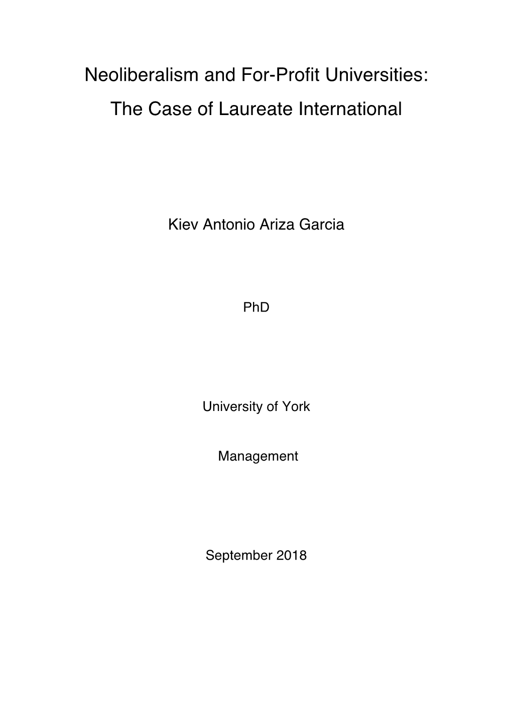 Neoliberalism and For-Profit Universities: the Case of Laureate International