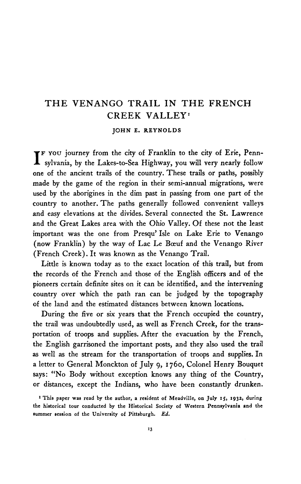 The Venango Trailin the French