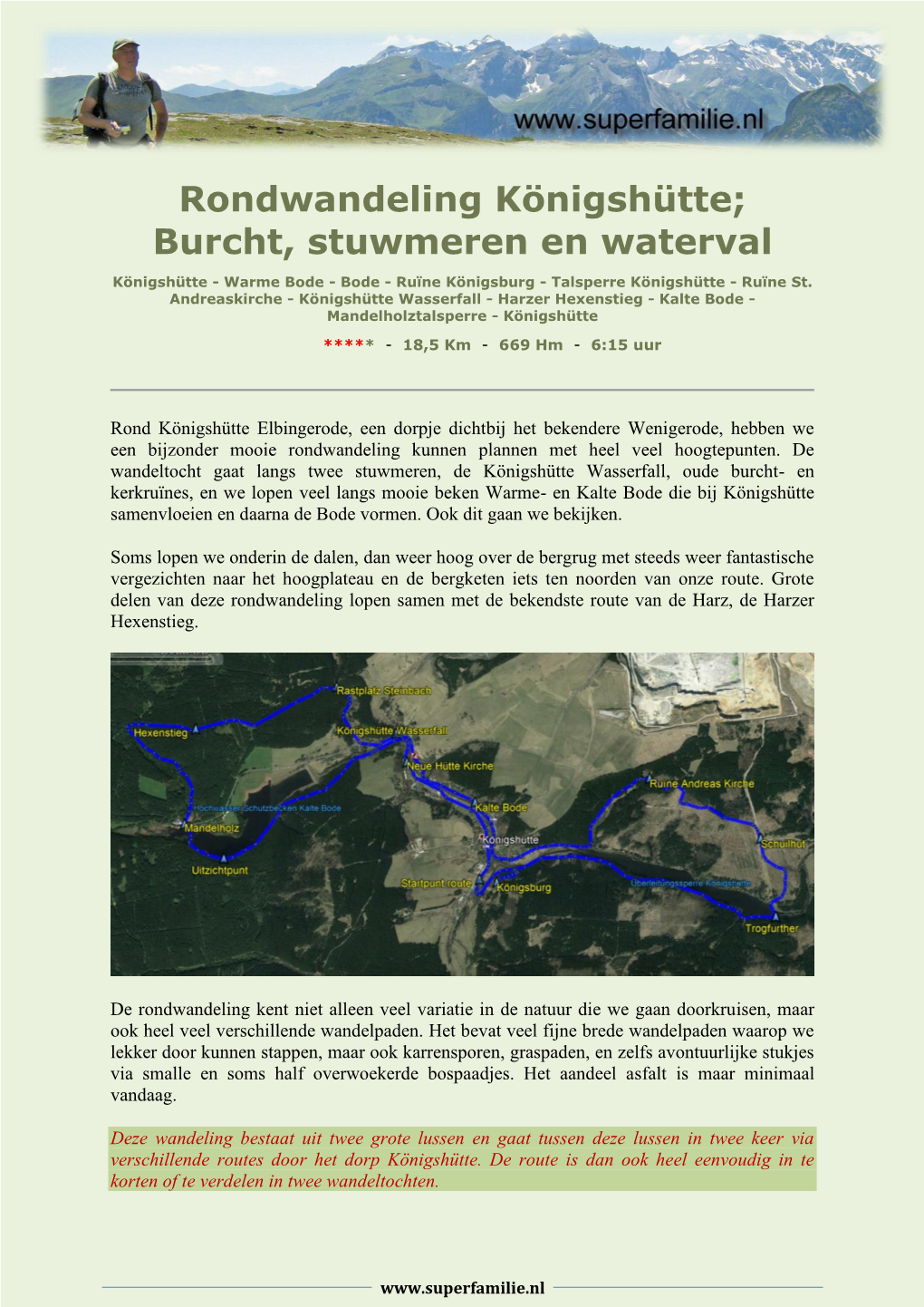 Rondwandeling Königshütte; Burcht, Stuwmeren En Waterval