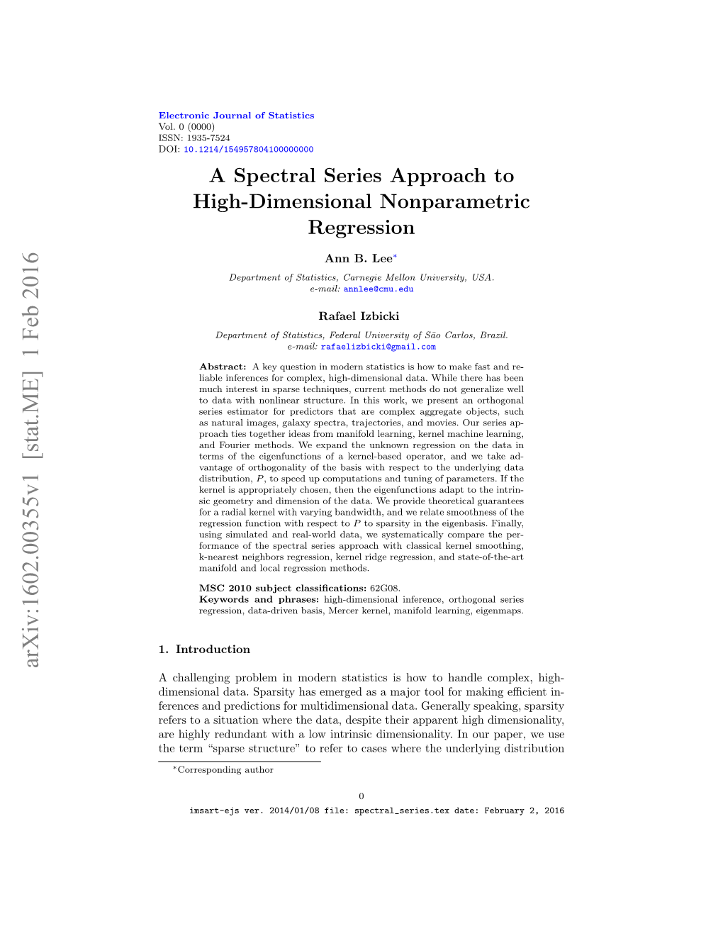 A Spectral Series Approach to High-Dimensional Nonparametric Regression