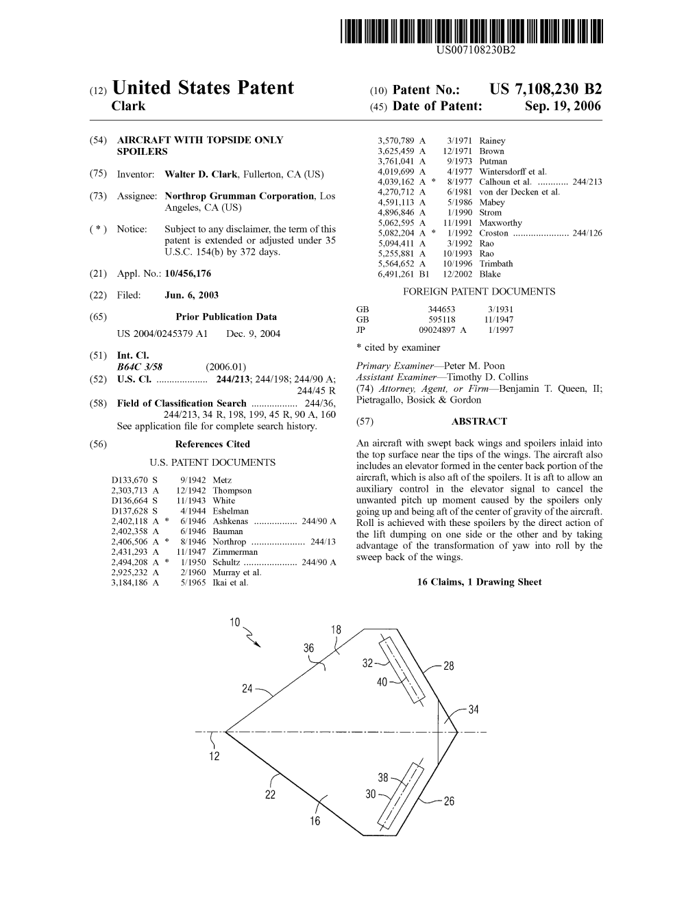 C12) United States Patent (10) Patent No.: US 7,108,230 B2 Clark (45) Date of Patent: Sep.19,2006