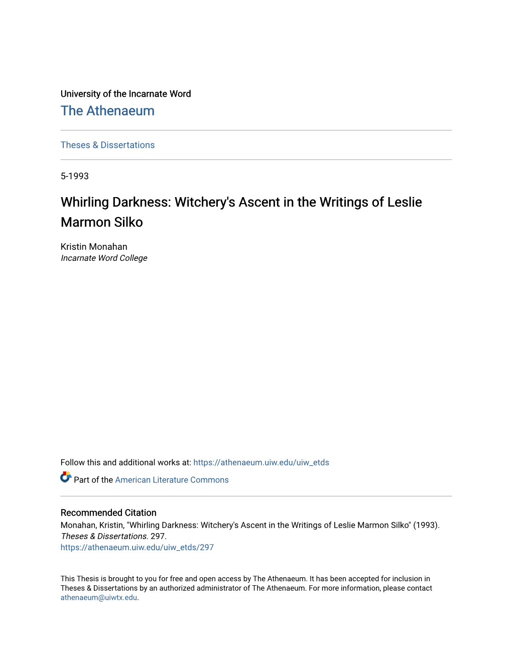 Witchery's Ascent in the Writings of Leslie Marmon Silko