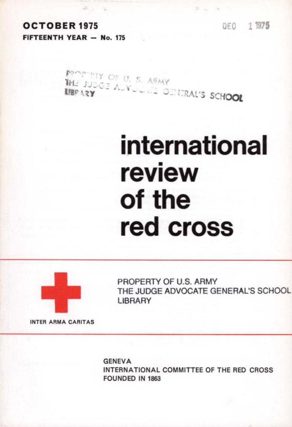 International Review of the Red Cross, October 1975, Fifteenth Year