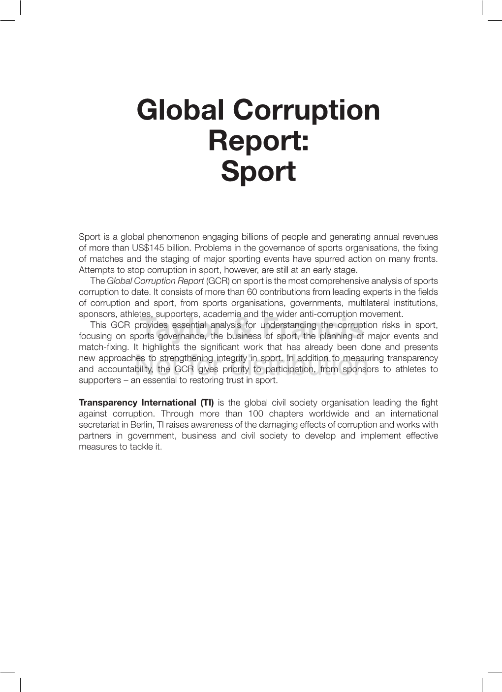 Global Corruption Report: Sport