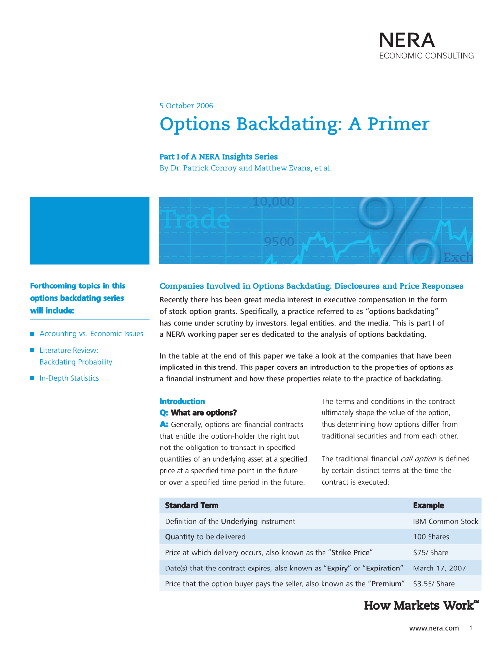 Options Backdating: a Primer